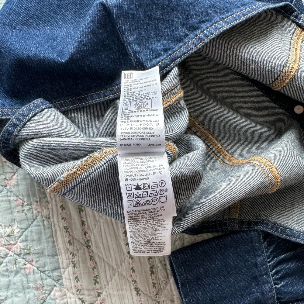 Levi’s Veda Denim Button-Front Dress Size M Cotton Dark Wash - Picture 13 of 15